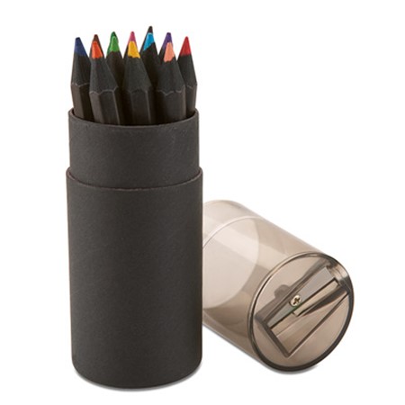 12 crayons de couleurs noirs publicitaire noir