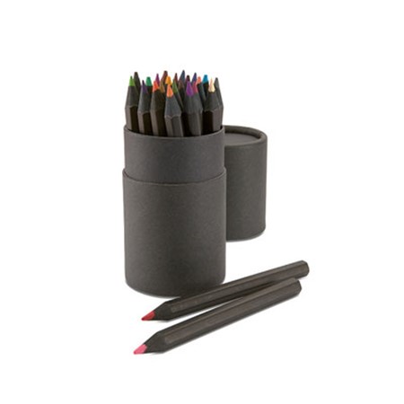 24 crayons de couleurs noirs publicitaire noir