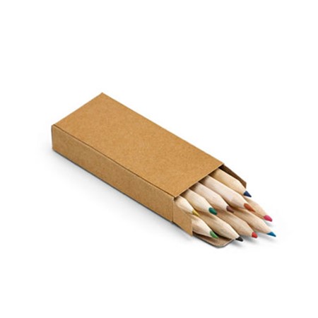 Boîte avec 10 crayons de couleur publicitaire naturel