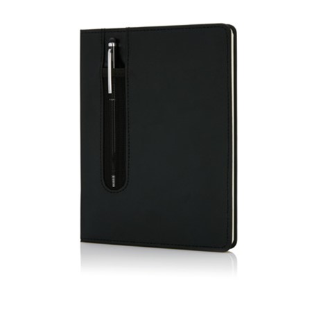 Carnet de notes a5 avec stylo tactile deluxe vert citron personnalisé noir