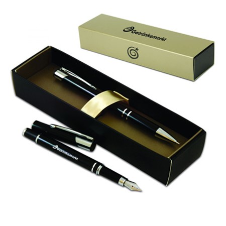 Coffret-cadeau bogart et porte-plume rooney personnalisé noir