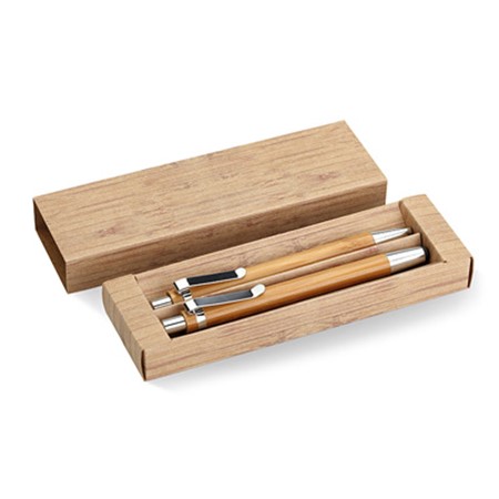 Coffret stylo et crayon en bam personnalisé bois