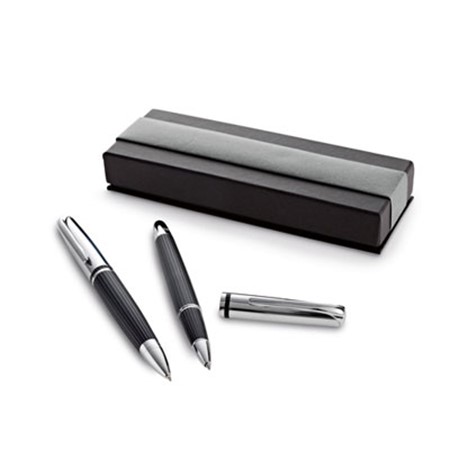 Confection stylo à bille et roller et étui cadeau mari personnalisé noir