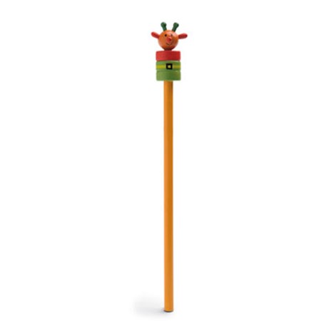 Crayon avec figurine de bois publicitaire orange