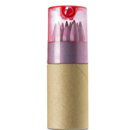 Crayon de couleur 12 pcs publicitaire naturel/rouge