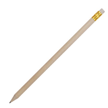 Crayon en bois avec gomme et pointe publicitaire marron