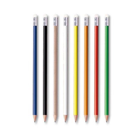 Crayon rond avec gomme et avec pointe publicitaire blanc
