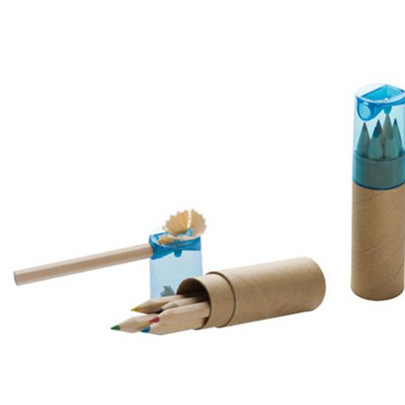 Crayons de couleurs en bois becky publicitaire bleu