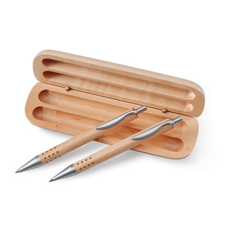 Ensemble stylo et porte-mine personnalisé bois