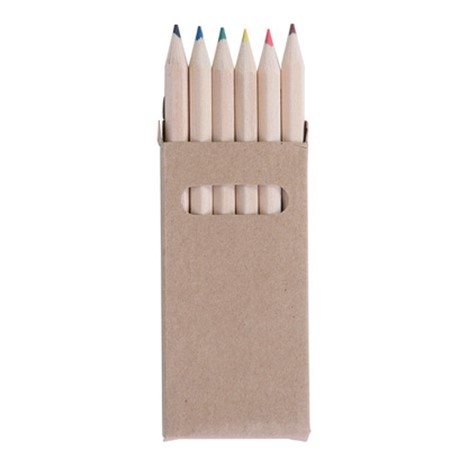 Etui 6 crayons couleurs publicitaire naturel