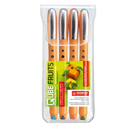 Etui de 4 rollerball stabilo worker colorful personnalisé orange