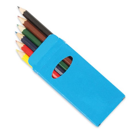 Étui plastifiÉ 6 crayons de couleurs publicitaire bleu