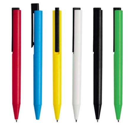 Nouveau stylo en plastique atrium 6 couleurs opaques avec clip noir personnalisé blanc