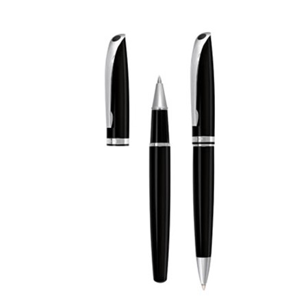 Parure de stylos 'bohemian' personnalisé argenté/noir