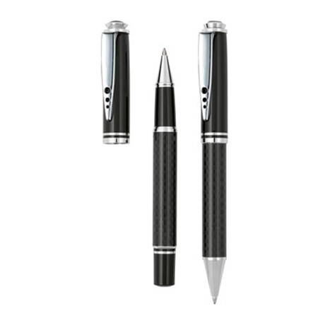 Parure de stylos 'carbon' personnalisé argenté/noir