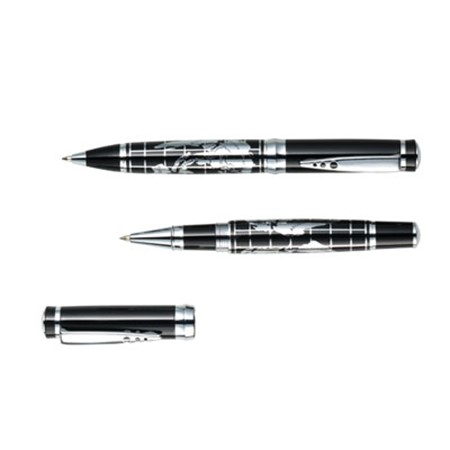 Parure de stylos 'intercontinental' personnalisé argenté/noir