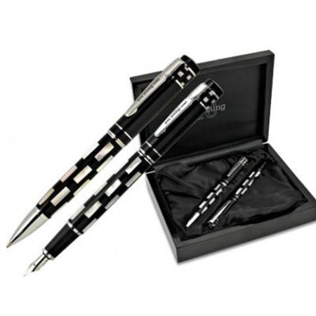 Parure écriture noir/blanc métal personnalisé noir/blanc