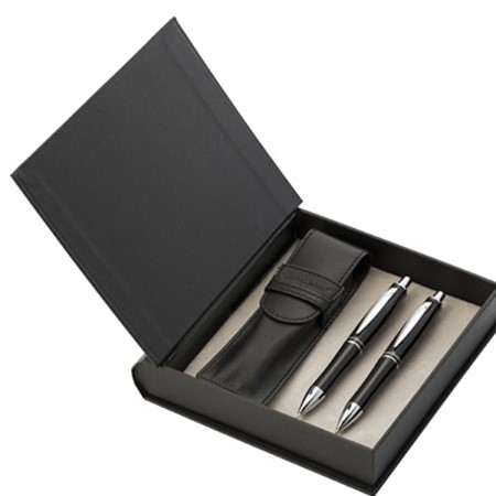 Parure stylo bille et porte-mine charles dickens® personnalisé noir