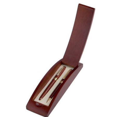 Roller stylo a bille avec boite en bois personnalisé bois foncé