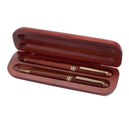Roller stylo a bille en bois avec boite personnalisé bois foncé