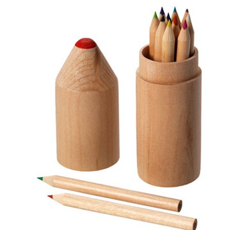Set de 12 crayons de couleur publicitaire bois