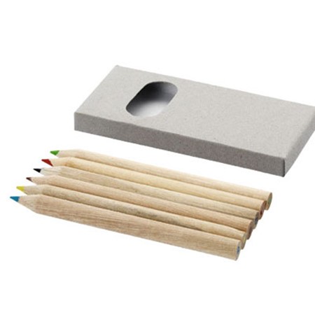 Set de 6 crayons de couleur publicitaire marron