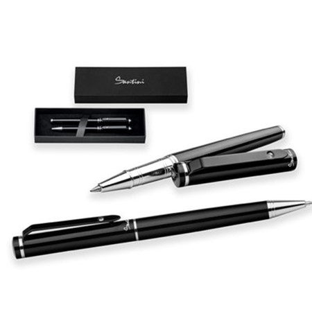 Set de stylo à bille et stylo roller caliope set personnalisé noir