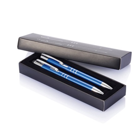 Set de stylos crius 2 pièces bleu personnalisé argenté
