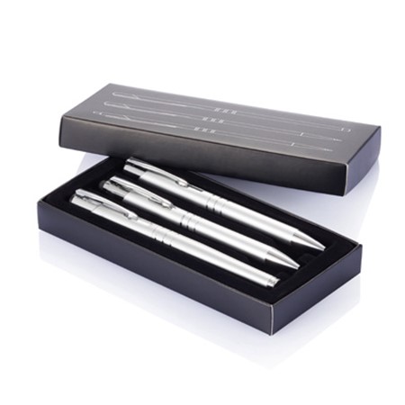 Set de stylos crius 3 pièces bleu personnalisé argenté