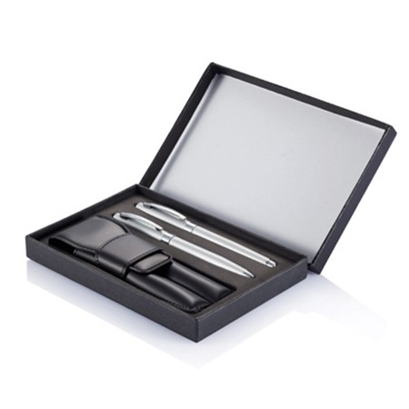 Set de stylos hyperion argent personnalisé argenté/noir