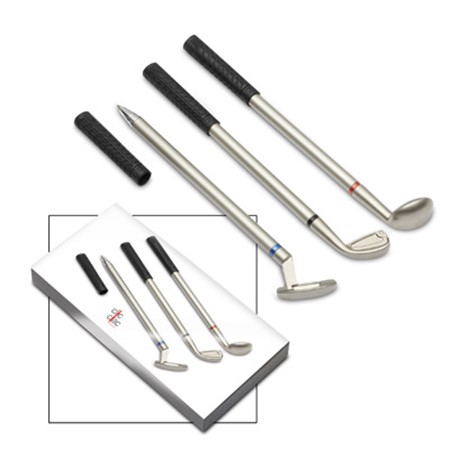 Set de trois stylo à bille clic clac-slaford personnalisé argenté/noir
