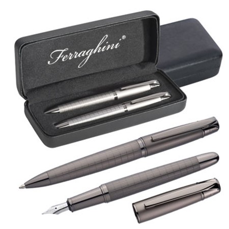 Set décriture ferraghini stylo bille/ stylo plume personnalisé noir