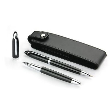 Set écriture (stylo bille + roller) personnalisé noir
