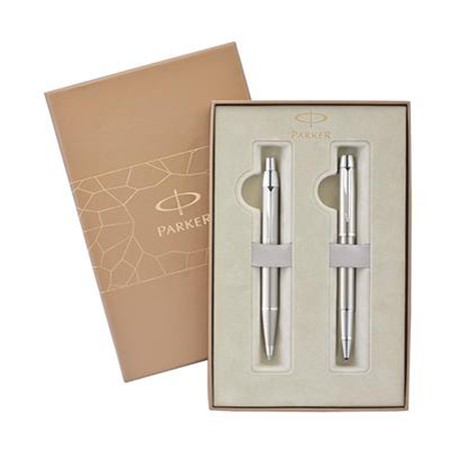 Set parker im (stylo bille + roller) personnalisé argenté