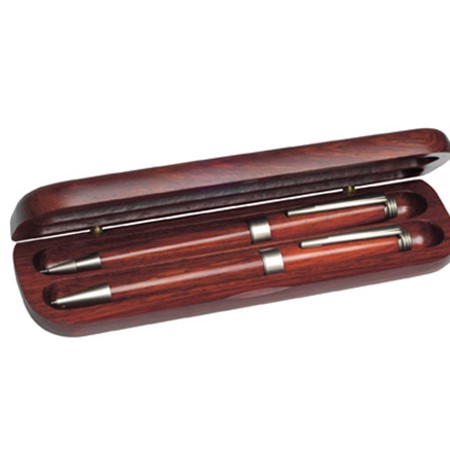 Set stylo bille et porte-mine personnalisé marron