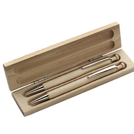 Set stylo bille et porte-mine publicitaire naturel