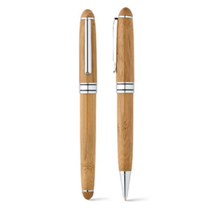 Set stylo bille et stylo plume premier personnalisé bois