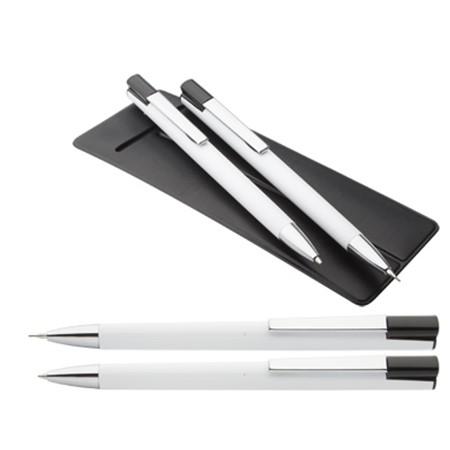 Set stylo et porte-mines siodo personnalisé blanc