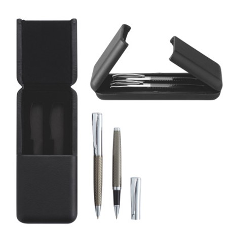 Set stylo et roller mÉtalique personnalisé noir