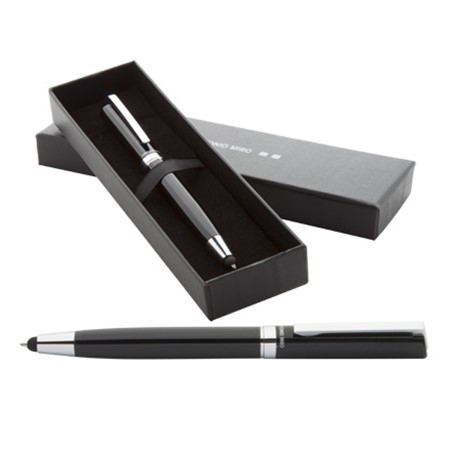 Stylo à bille avec stylet gamex personnalisé noir