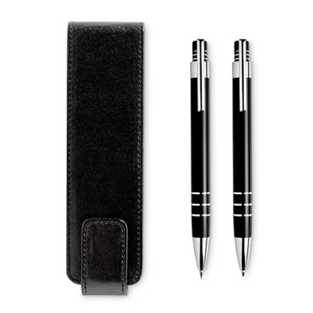 Stylo à bille et crayon personnalisé noir