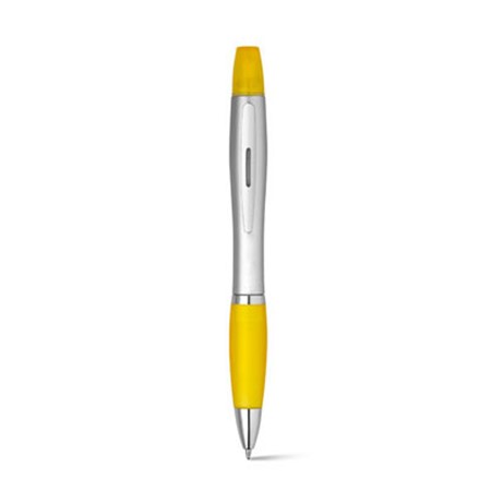 Stylo à bille et marqueur fluorescent pik personnalisé jaune