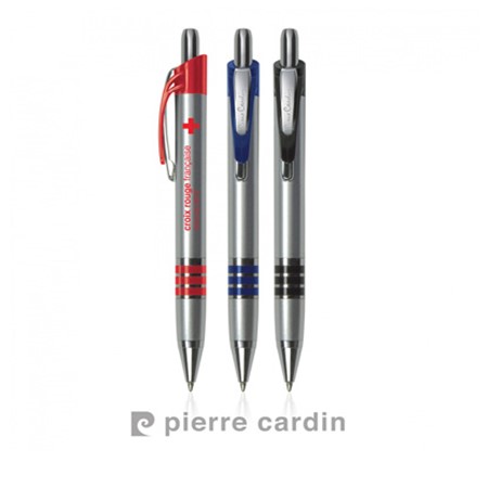 Stylo à bille paris de pierre cardin personnalisé argenté/rouge