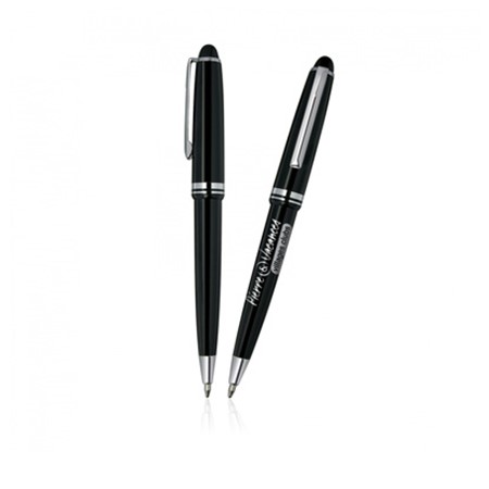 Stylo à bille sommet personnalisé noir argenté