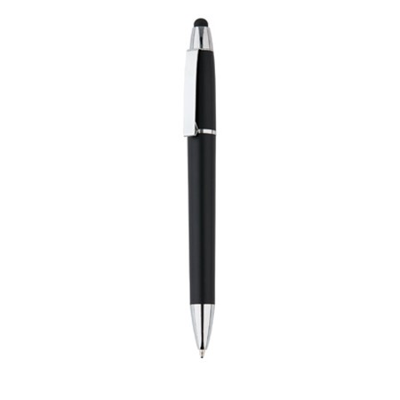 Stylo à bille/stylet metis argent personnalisé noir