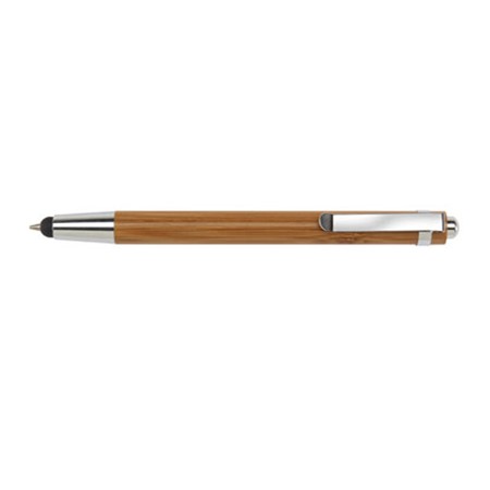 Stylo bamboo touch personnalisé argenté/marron