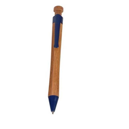 Stylo bille bambou publicitaire bleu marine