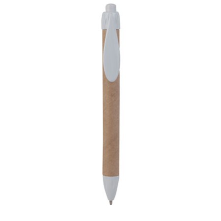 Stylo bille avec logo bois/blanc