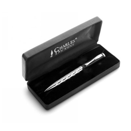 Stylo bille charles dickens personnalisé argenté/noir