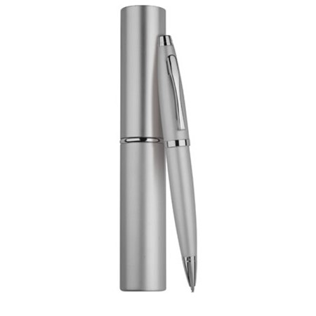 Stylo bille dans son étui personnalisable argenté